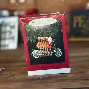 Hallmark Keepsake Santa and Reindeer on bicycle Ornament “Cheery Cyclists”